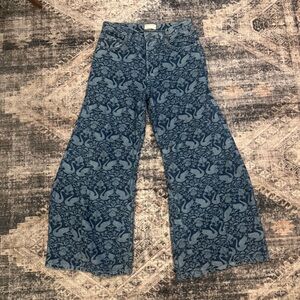 Free People Eden Slouch Jeans in Swan Pattern